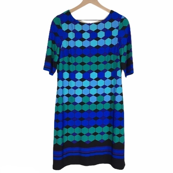 ELIZA J Shift Dress Retro Mod Geo Elbow Length Sleeves Wedding Guest Attire 10 - Picture 13 of 13